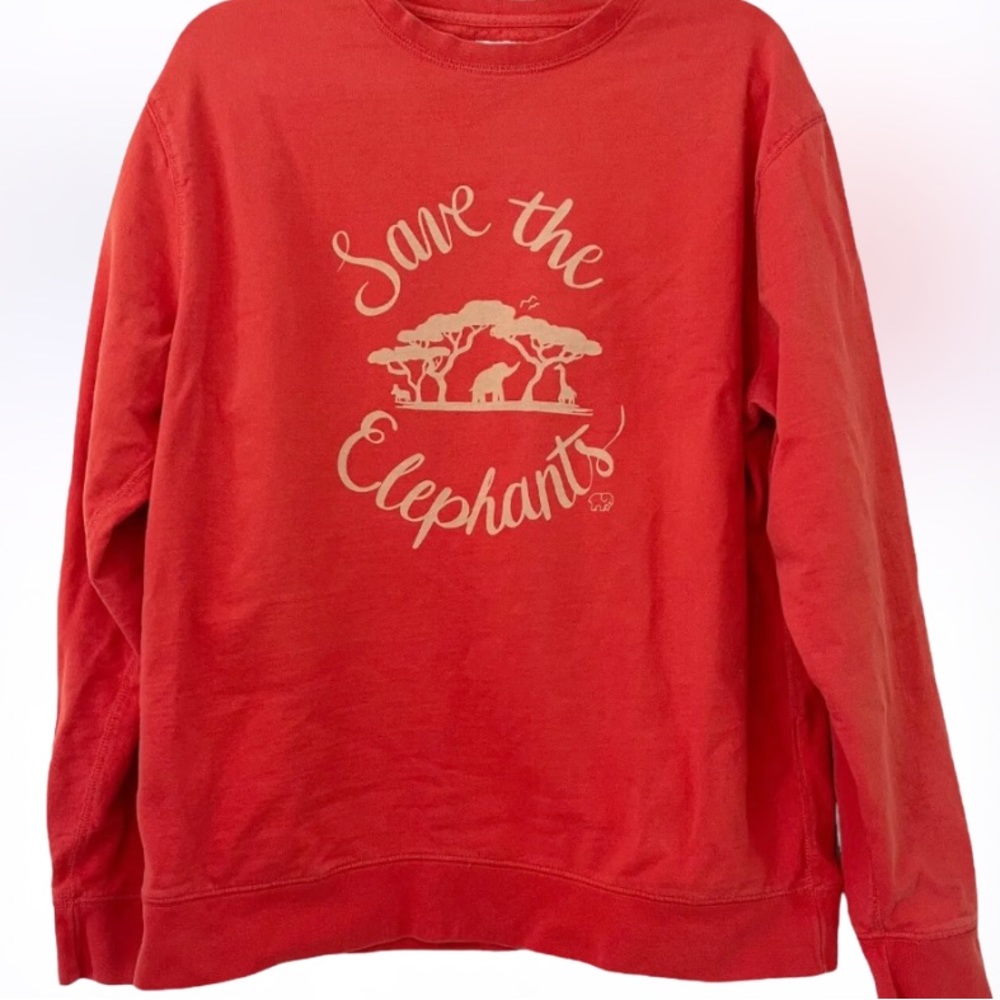 NWOT Ivory Ella Orange Save The Elephants 🐘Graphic Long Sleeve Sweatshirt SZ XS